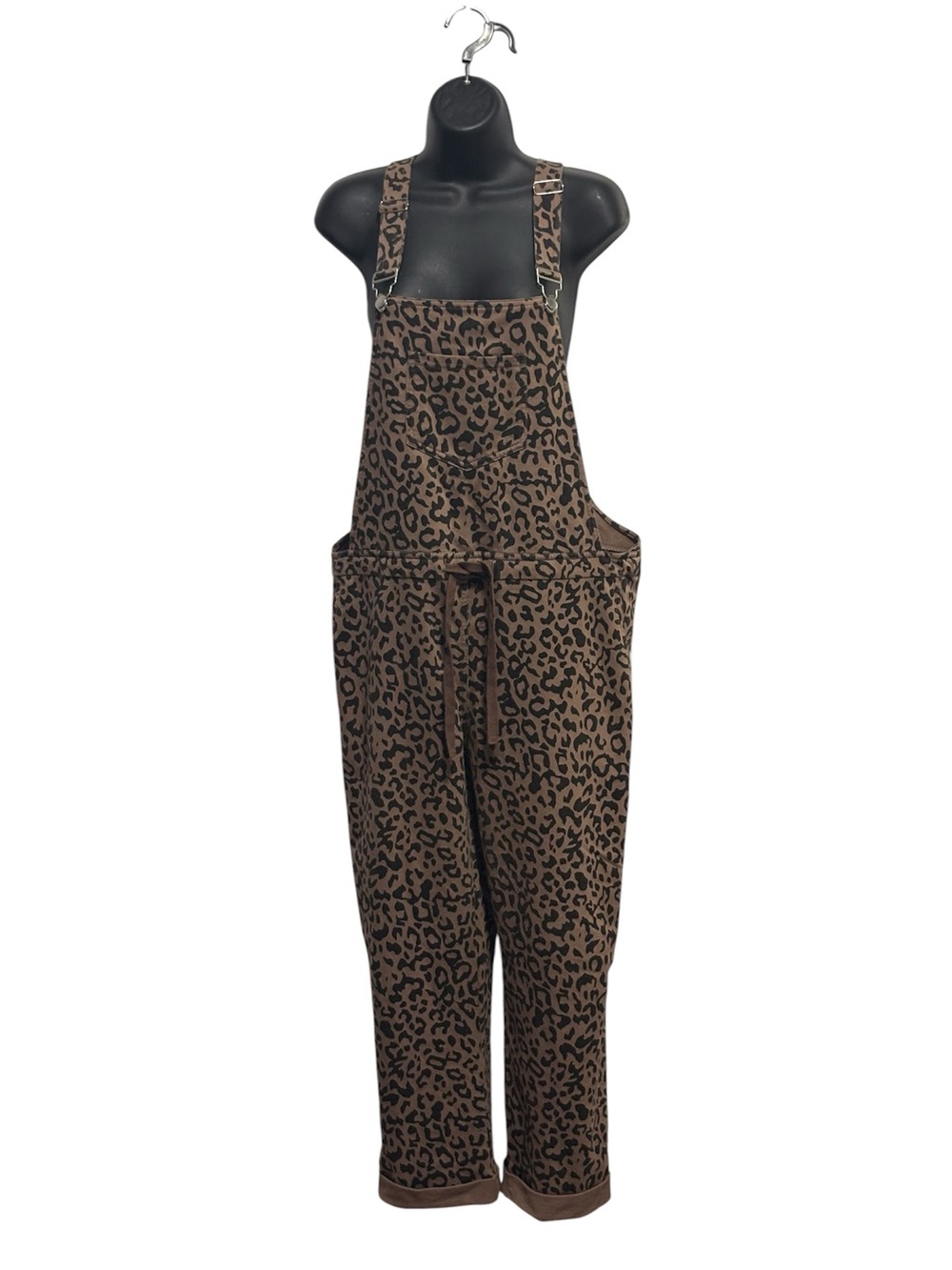 Blue Buttercup Leopard Print Brown Women's Overalls Jumpsuit size Large